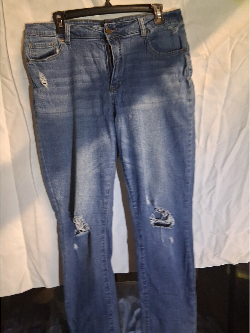 d.jeans Women's Blue Denim Jeans Size 14 Stretch Medium Wash Distressed G2